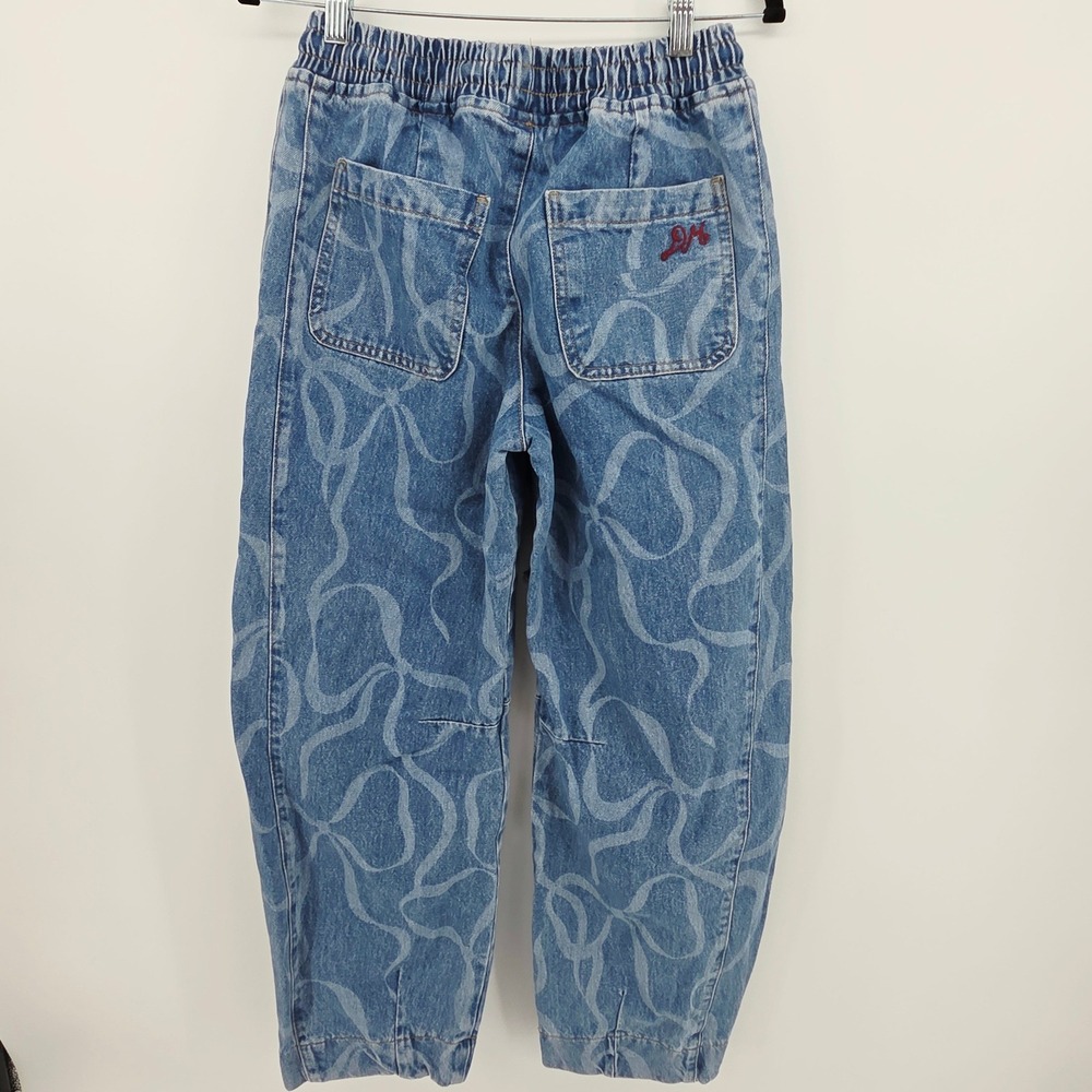 Damson Madder Felix Bow-print Barrel-leg Jeans Joggers Womens 6 NWOT Streetwear - Picture 6 of 15